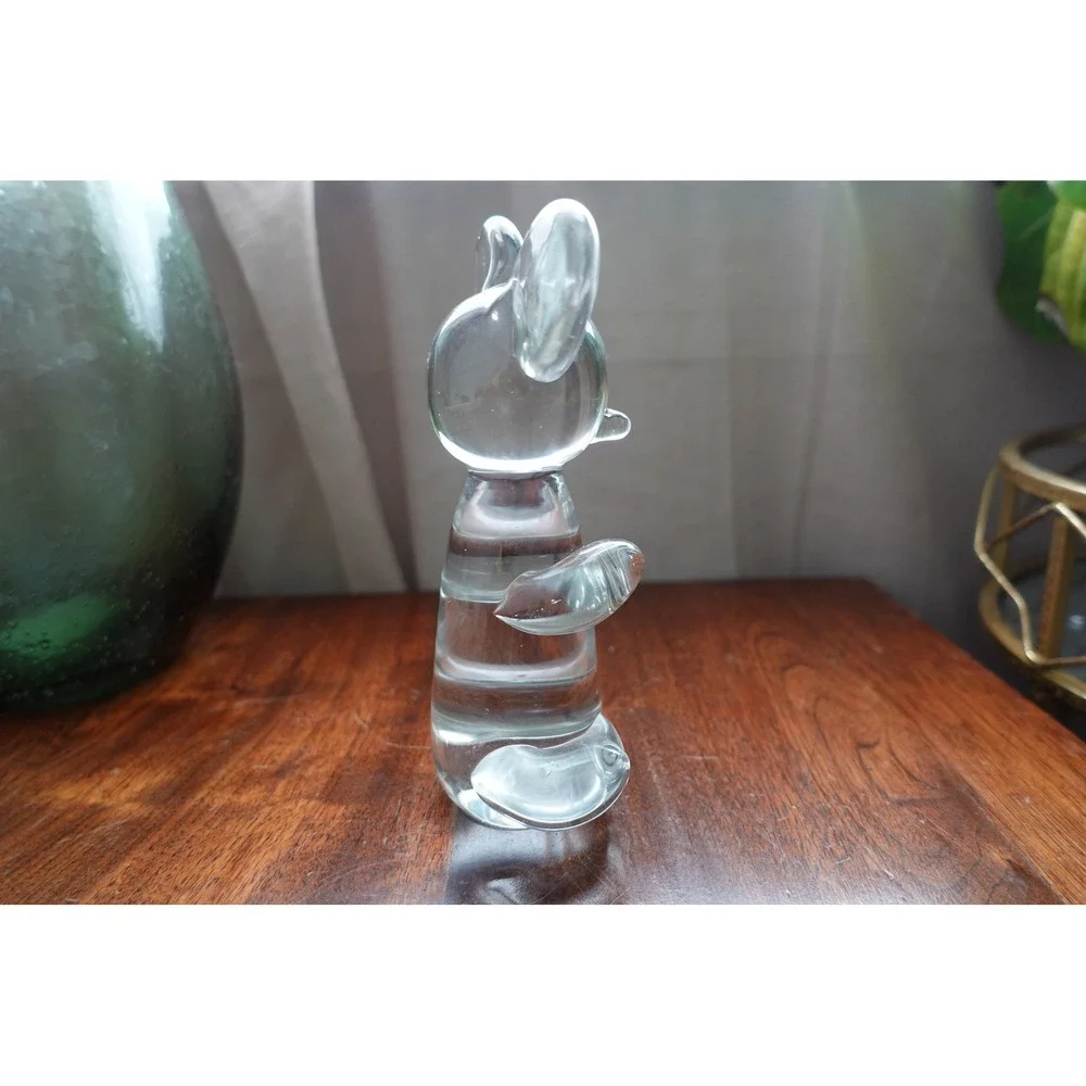 Vintage Clear Art‎ Glass Mouse Figurine 7 Inch Hand Blown MCM Animal Sculpture